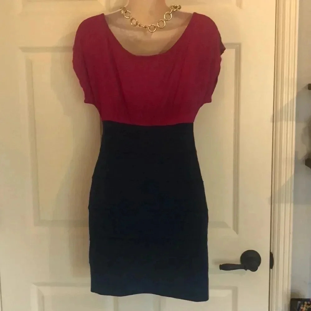 𝅺EUC Akria pink and blue mini‎ dress size small